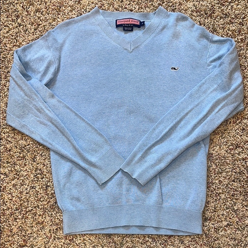 Vintage Boys/Kids Vineyard Vines Light Blue V-Neck Sweater Old Money Size YS